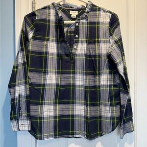 J. Crew Women’s Blue and Green Plaid Shirt/Blouse